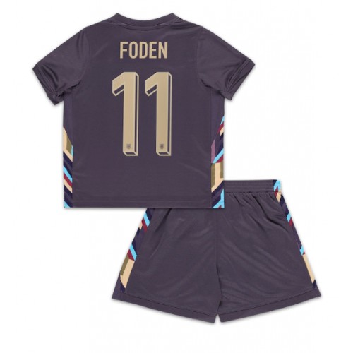 Fotbalové Dres Anglie Phil Foden #11 Dětské Venkovní ME 2024 Krátký Rukáv (+ trenýrky)